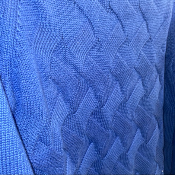 Lands’End Drifter Women’s Royal Blue Basket Weave Cotton Preppy Crew Sweater - Picture 2 of 5